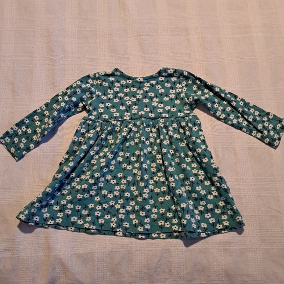 Hanna Andersson girls size 85 or 2T teal dress with white flowers - Picture 3 of 6